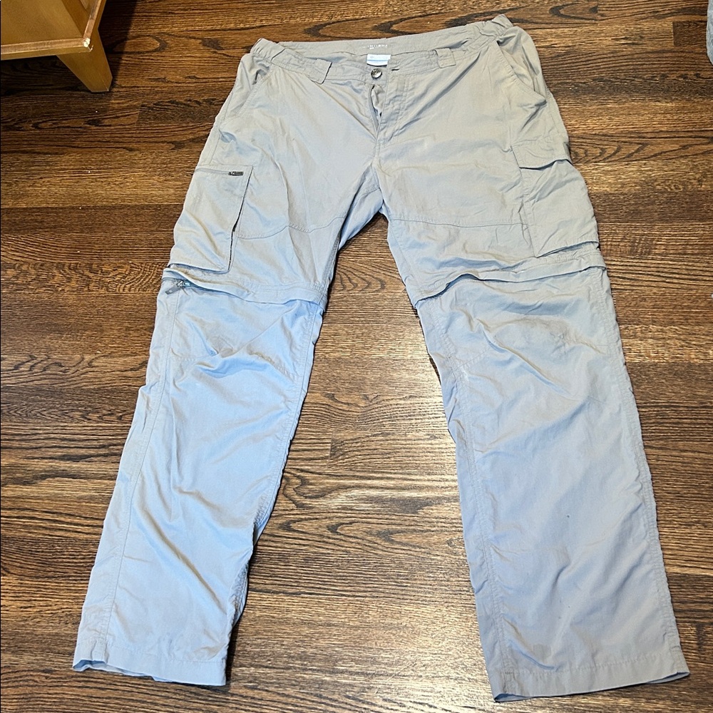 Light Gray Columbia Cargo Pants. Zip off lowerlegs to become shorts.